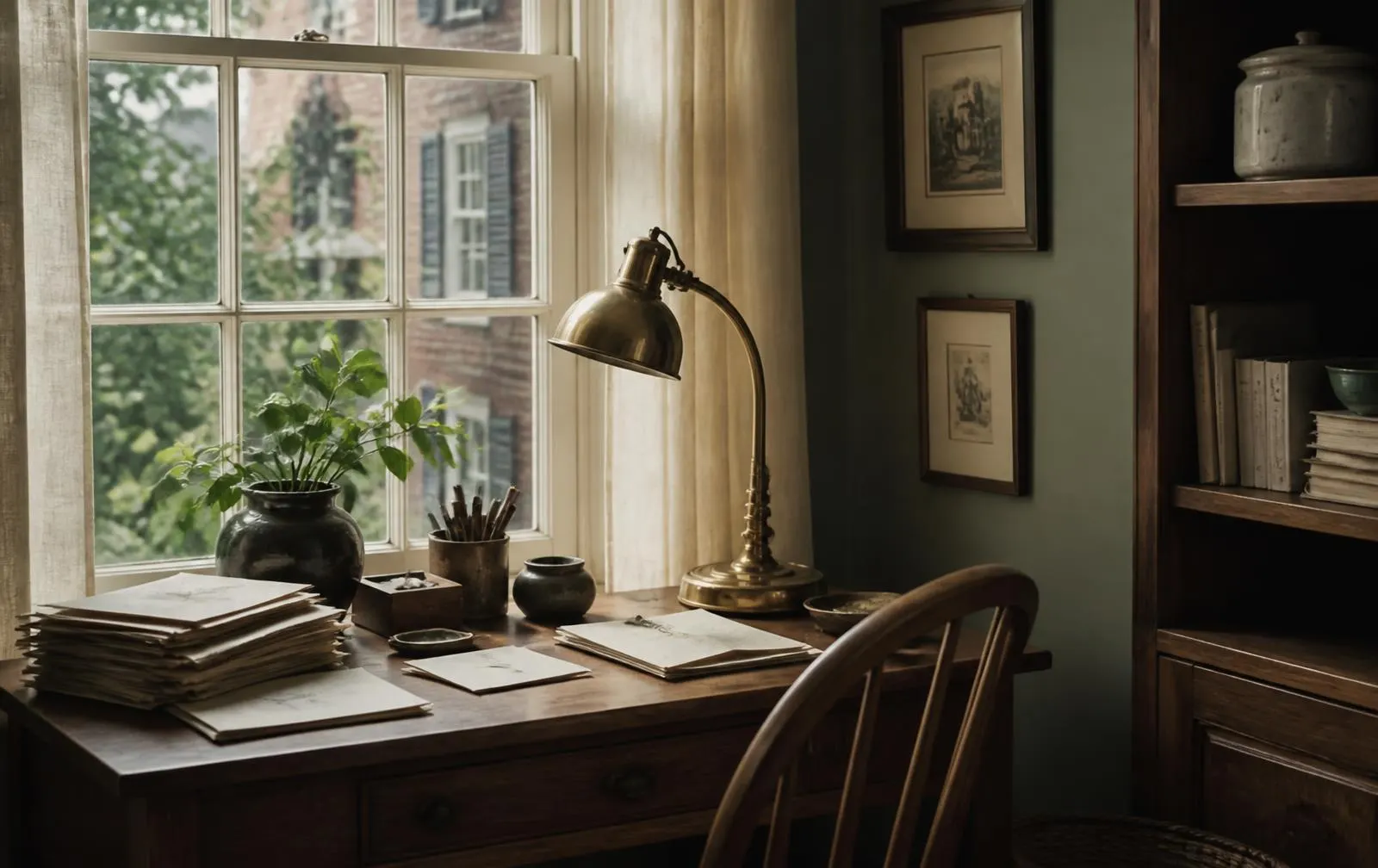 An open notebook, fountain pen, and coffee cup on a linen surface in morning light
